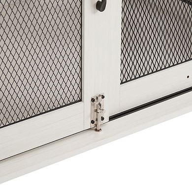 37" Dog Cage Crate Storage Cabinet with Sliding Barn Door