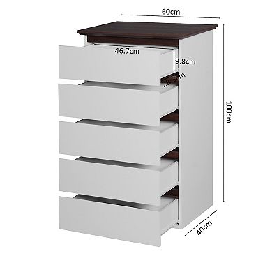 CEWOR Modern Vertical Chest, 5-Drawer Storage Cabinet for Bedroom, 39.4" H Tall Organizer Unit