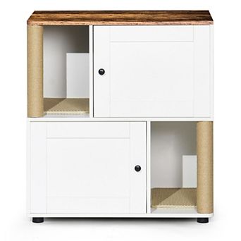 32" Storage Cabinet with Double Litter Box Enclosure with Shelve