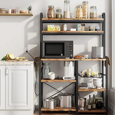 IDEALHOUSE 6-Tier Kitchen Storage Organizer Rack with Power Outlet