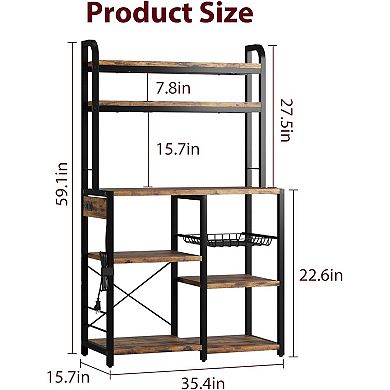 IDEALHOUSE 6-Tier Kitchen Storage Organizer Rack with Power Outlet