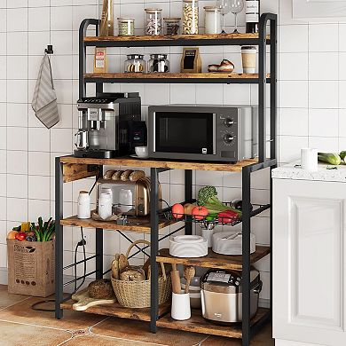 IDEALHOUSE 6-Tier Kitchen Storage Organizer Rack with Power Outlet
