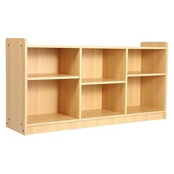IDEALHOUSE 6-Shelf Toy & Book Organizer with Adjustable Dividers, Natural Finish