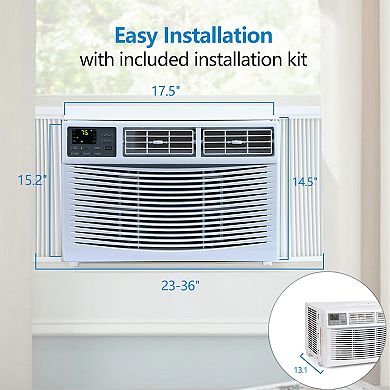 8000 BTU Window Air Conditioner for 350 Sq Ft Maintains View Ultra Quiet Energy Saving Easy Install