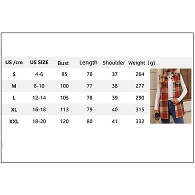 Women's Flannel Plaid Vest Button Down Sleeveless Shacket Shirt Jacket