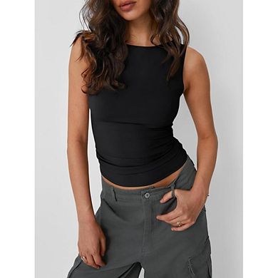 Women Going Out Tank Tops Spring Casual Basic Cute Sleeveless Shirt Vacation Outfit Clothes