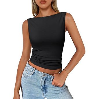 Women Going Out Tank Tops Spring Casual Basic Cute Sleeveless Shirt Vacation Outfit Clothes