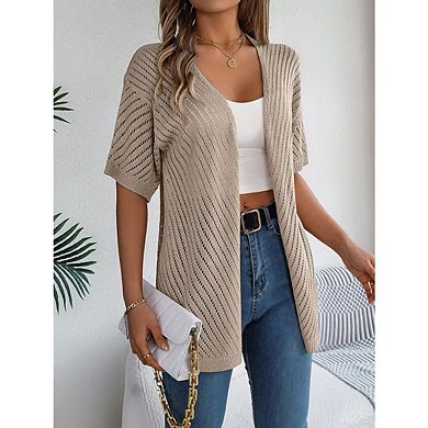 Women's Lightweight Summer Cardigans Short Sleeve Knit Crochet Coverups Boho Beach Vacation Clothes