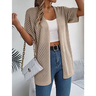 Women's Lightweight Summer Cardigans Short Sleeve Knit Crochet Coverups Boho Beach Vacation Clothes