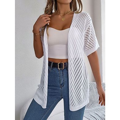 Women's Lightweight Summer Cardigans Short Sleeve Knit Crochet Coverups Boho Beach Vacation Clothes