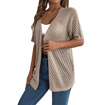 Women's Lightweight Summer Cardigans Short Sleeve Knit Crochet Coverups Boho Beach Vacation Clothes