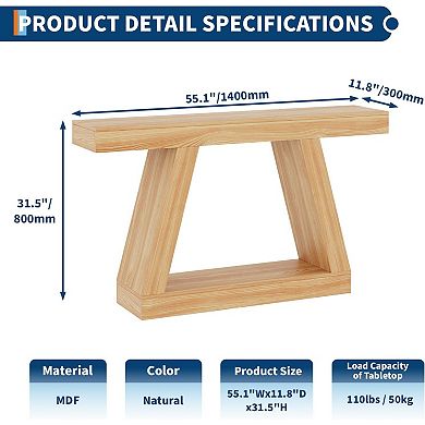 IDEALHOUSE 2-Tier Console Table with Open Shelf, Trapezium Sofa Table