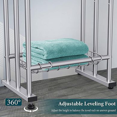 40" Freestanding Towel Rack 3 Tier Floor Towel Rack with Basket