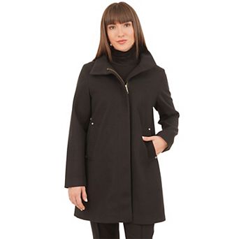 Women's Nine West Zip Front Faux Wool Coat