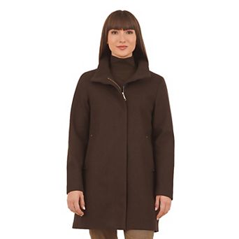 Women's Nine West Zip Front Faux Wool Coat