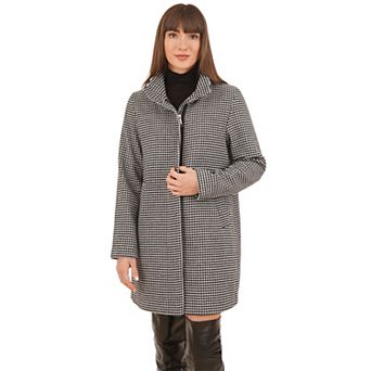 Women's Nine West Zip Front Faux Wool Coat