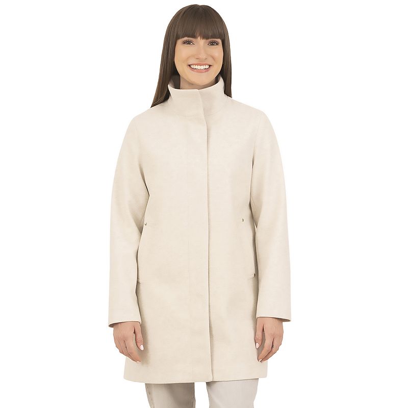 Women's Nine West Zip Front Faux Wool Coat,