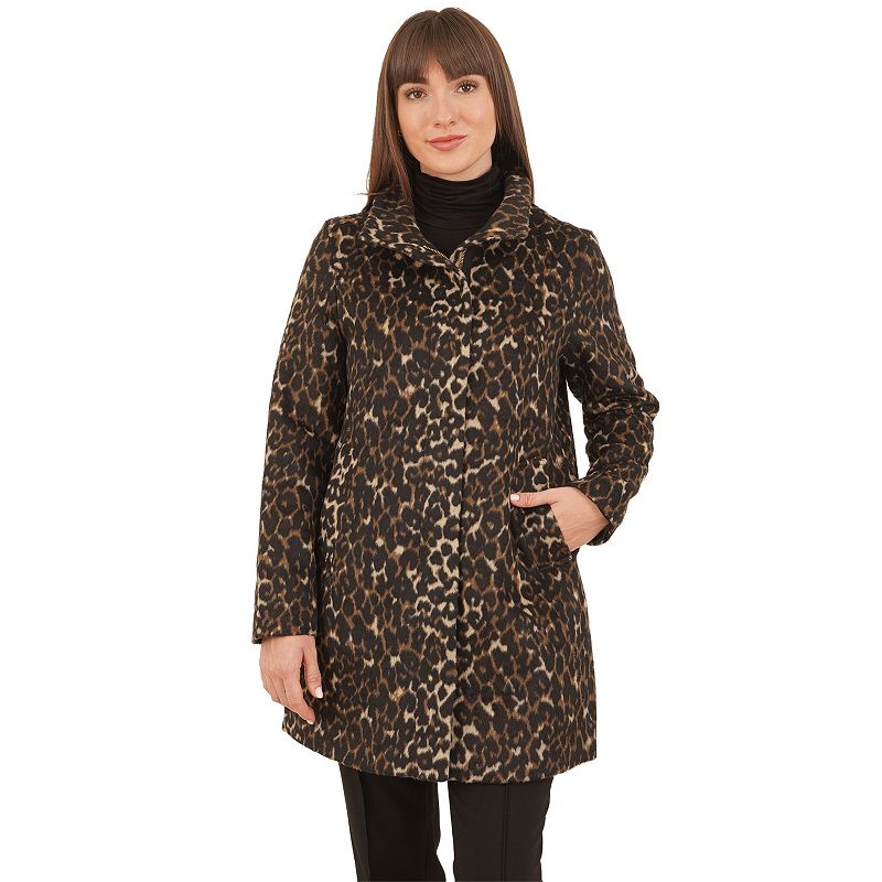 Women's Nine West Zip Front Faux Wool Coat,