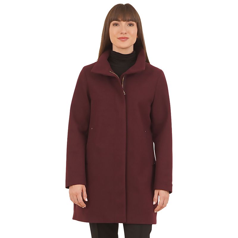 Women's Nine West Zip Front Faux Wool Coat,
