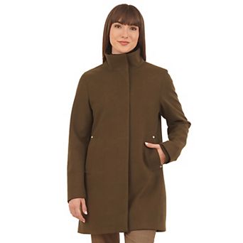 Women's Nine West Zip Front Faux Wool Coat