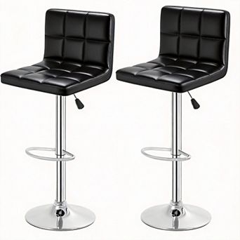 Two adjustable PU leather swivel bar stools; dining chairs with footrests, suitable for the kitchen
