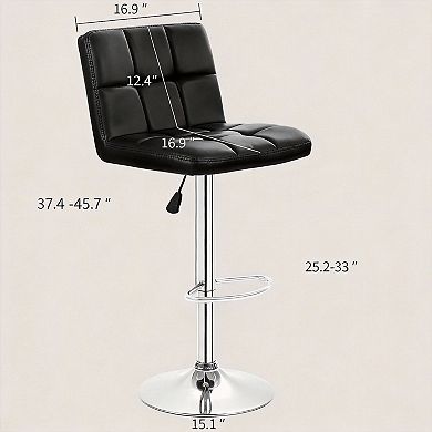 Two adjustable PU leather swivel bar stools; dining chairs with footrests, suitable for the kitchen