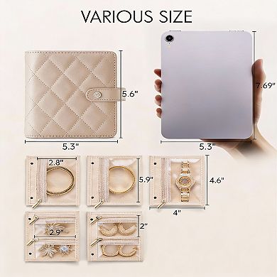 Travel Jewelry Organizer: Portable, Adjustable, Waterproof, 5 Pages, Velvet Pouch