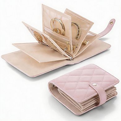 Travel Jewelry Organizer: Portable, Adjustable, Waterproof, 5 Pages, Velvet Pouch