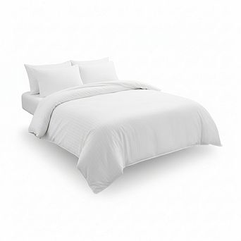 3 pc Queen Duvet Cover Set with Zipper, Soft Brushed Microfiber, White