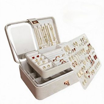 Three-layer jewelry box with touch-sensor mirror