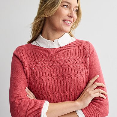 Women's Croft & Barrow® Boatneck Cable Pullover Sweater