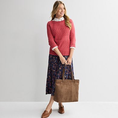 Women's Croft & Barrow® Boatneck Cable Pullover Sweater