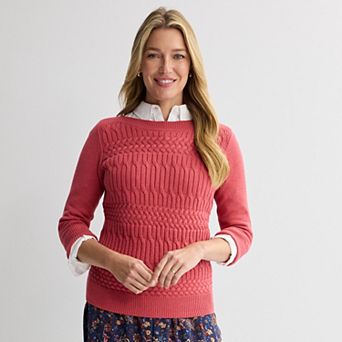 Women's Croft & Barrow® Boatneck Cable Pullover Sweater