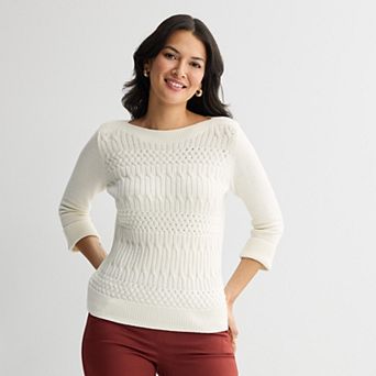 Women's Croft & Barrow® Boatneck Cable Pullover Sweater