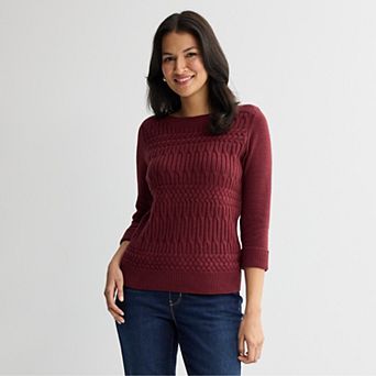 Women's Croft & Barrow® Boatneck Cable Pullover Sweater