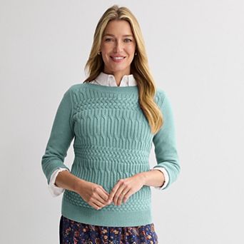 Women's Croft & Barrow® Boatneck Cable Pullover Sweater