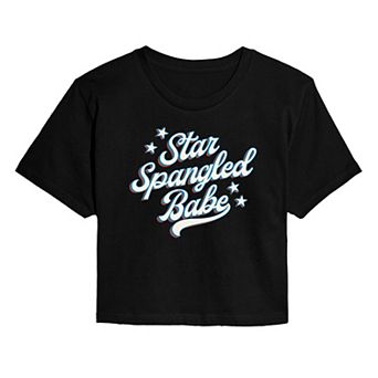 Juniors' Star Spangled Babe Cropped Tee