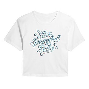 Juniors' Star Spangled Babe Cropped Tee