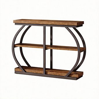 Three-tier storage with an industrial style; console table, storage shelves, suitable for living roo