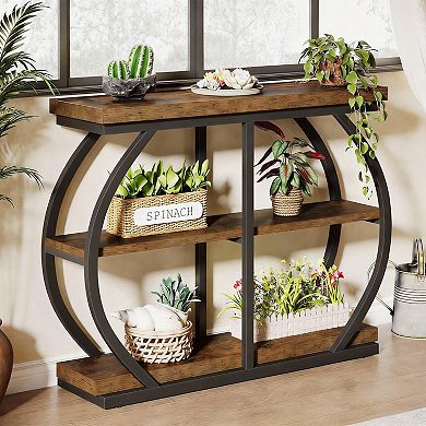 Three-tier storage with an industrial style; console table, storage shelves, suitable for living roo