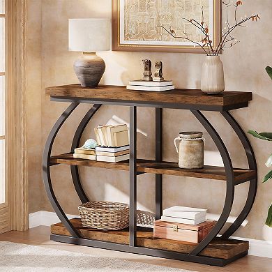 Three-tier storage with an industrial style; console table, storage shelves, suitable for living roo