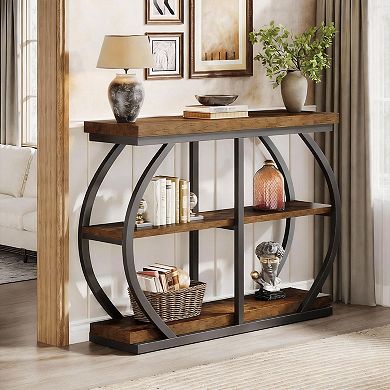 Three-tier storage with an industrial style; console table, storage shelves, suitable for living roo