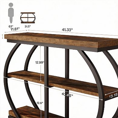 Three-tier storage with an industrial style; console table, storage shelves, suitable for living roo