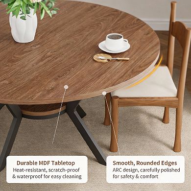 42-inch round dining table, country style, with storage, space-saving