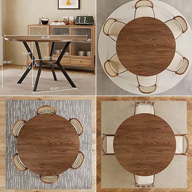 42-inch round dining table, country style, with storage, space-saving