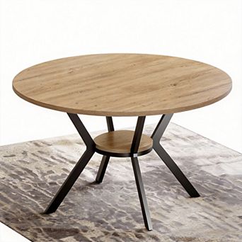 42-inch round dining table, country style, with storage, space-saving