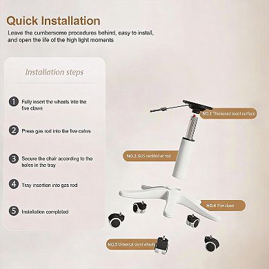 360° rotation; adjustable height, PU leather back, chair with wheels.