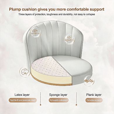 360° rotation; adjustable height, PU leather back, chair with wheels.