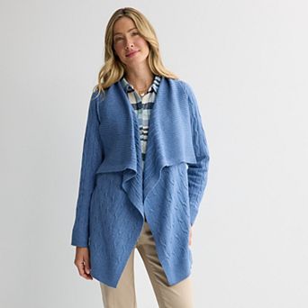 Women's Croft & Barrow® Cabled Waterfall Cardigan Sweater