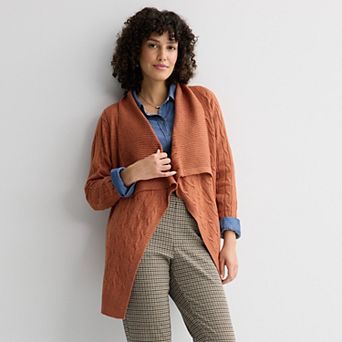 Women's Croft & Barrow® Cabled Waterfall Cardigan Sweater